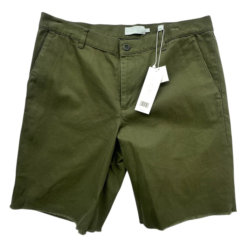 Vince Chino Short Men 34 Camp Green Raw Hem Slim Fit NWT $165 Cotton Twill